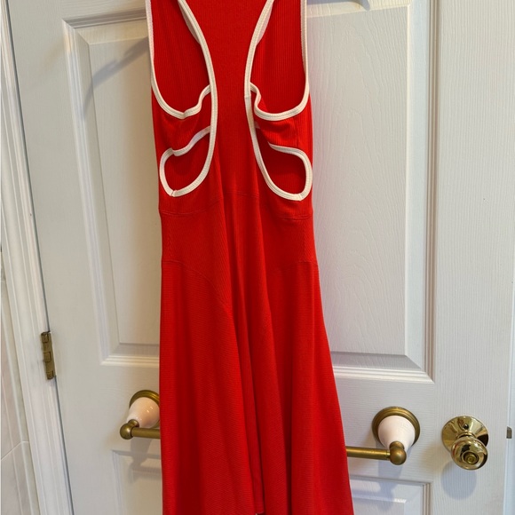 Anthropologie-Red Sleeveless Dress & with Peekaboo Back XXS - Picture 4 of 6